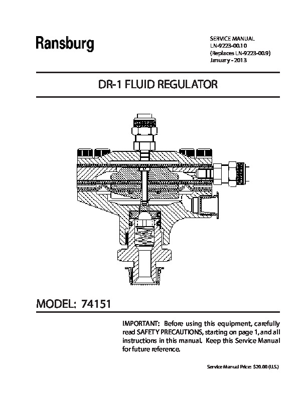 DR-1 Fluid Regulator 74151 (Serv. Man. LN-9223-00.10)