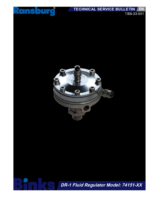 DR-1 Regulator Service Bulletin TBS-23-001