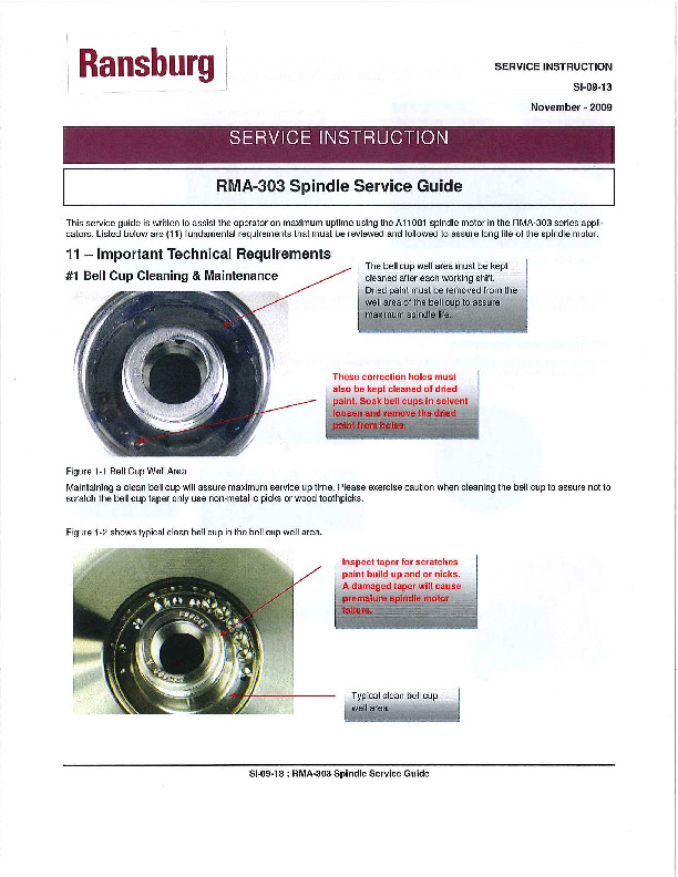 RMA Spindle Service Guide Service Manual