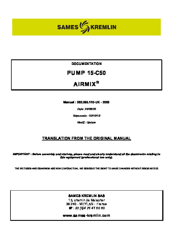 PUMP 15-C50  AIRMIX®  Manual : 582.093.110-UK - 2006