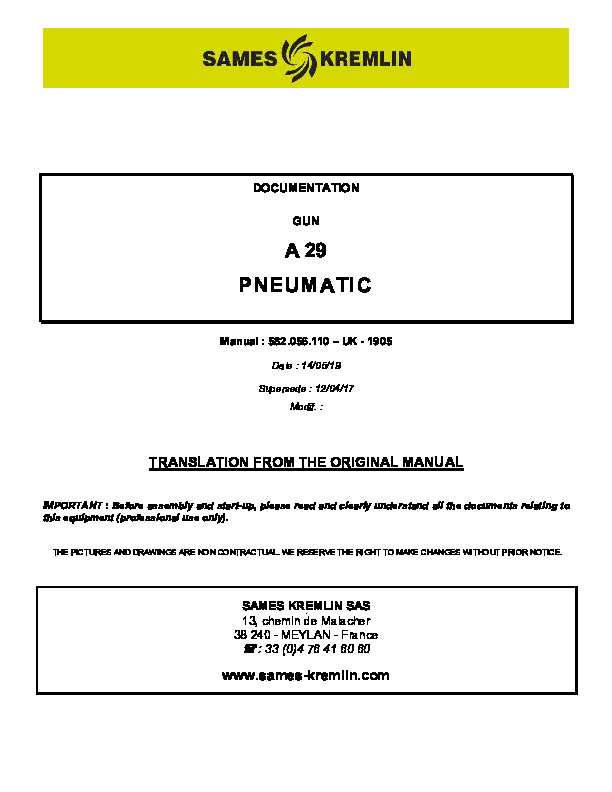 A 29  PNEUMATIC  Manual : 582.056.110 – UK - 1905