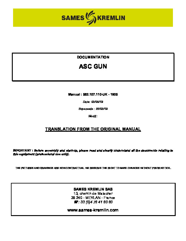 ASC GUN  Manual : 582.107.110-UK - 1905