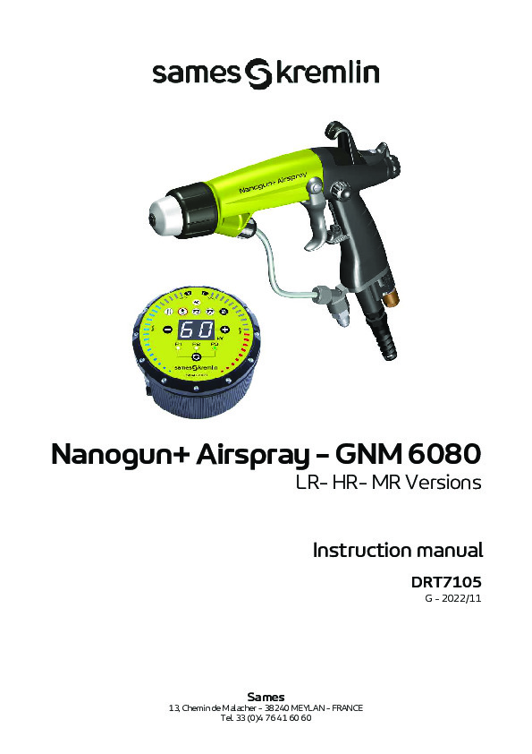 Nanogun+ Airspray - GNM 6080 LR- HR- MR Versions DRT7105 G - 2022/11