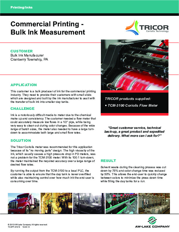 Commercial Printing - Bulk Ink Measurement