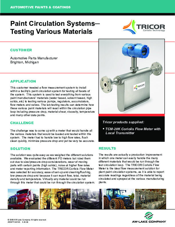 Paint Circulation Systems─  Testing Various Materials