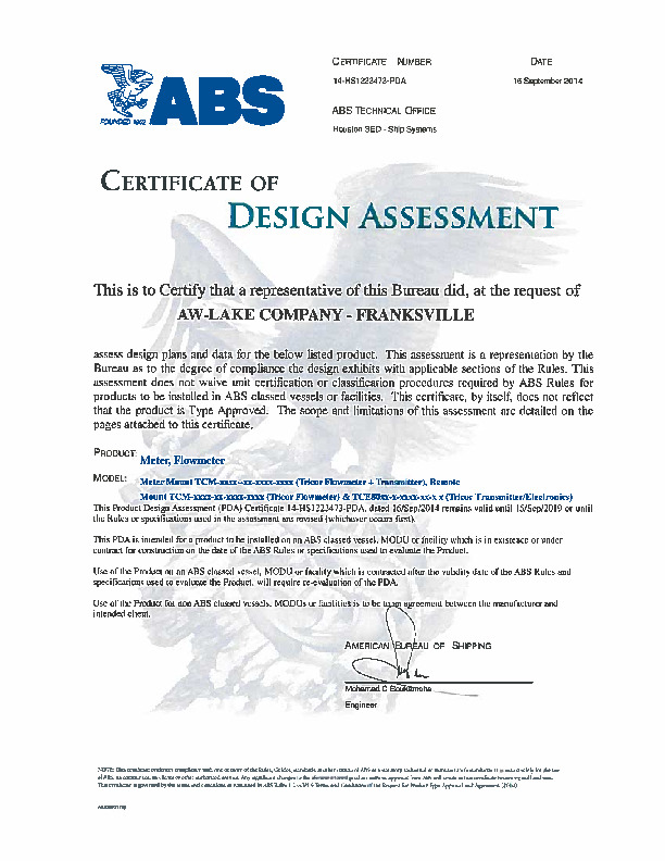 ABS Marine Certificate