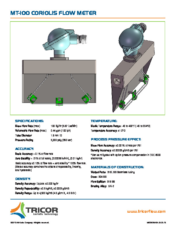 MT-100 Micro TRICOR-Data-Sheet-10.13