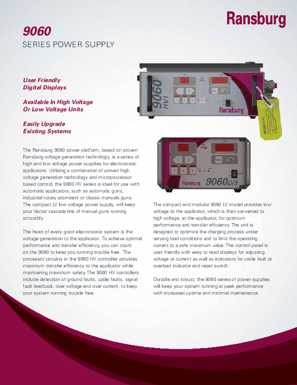 9060 Power Supply (Sales Literature IL-8343)